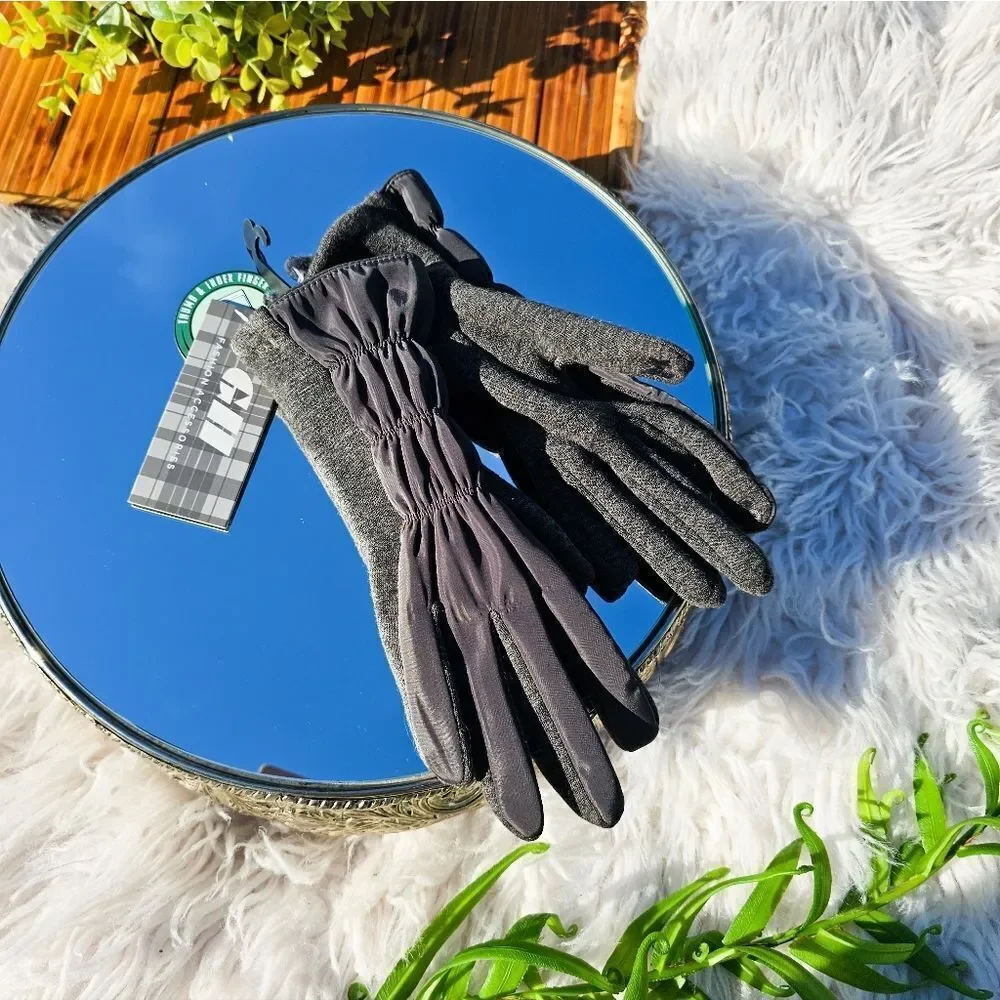 New GH Charcoal Grey Cotton Blend Touch Screen Insulated Gloves.
